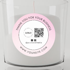 Pegatina Redonda Gracias Compañía Personalizado Logo QR Código Medi