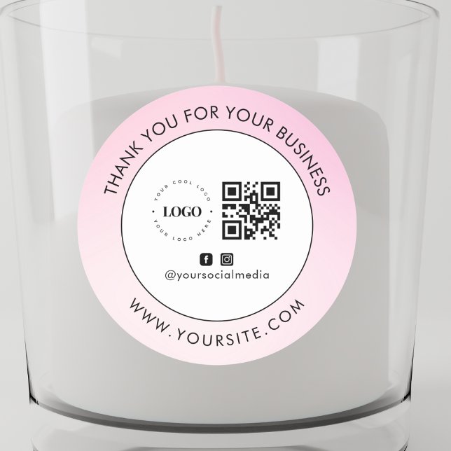 Pegatina Redonda Gracias Compañía Personalizado Logo QR Código Medi (Subido por el creador)