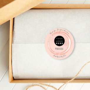 Pegatina Redonda Gracias Comprar el logotipo Boutique en polvo hech