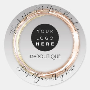 Pegatina Redonda Gracias Comprar el logotipo Boutique Online Rosa G