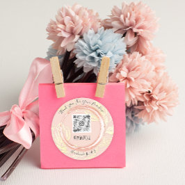 Pegatina Redonda Gracias Comprar El Logotipo De Código QR Del Rosa 