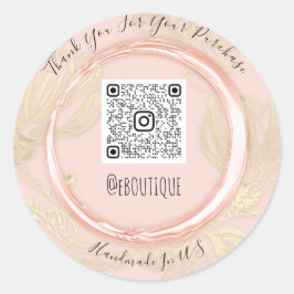 Pegatina Redonda Gracias Comprar El Logotipo De Código QR Oro Eyela