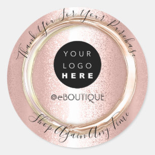 Pegatina Redonda Gracias Comprar el Rosa de logotipos Boutique Onli