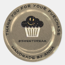 Pegatina Redonda Gracias Comprar La Sirena Muffin Kraft Golden Smil