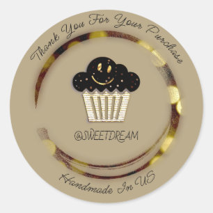 Pegatina Redonda Gracias comprar la sonrisa de chocolate Muffin Mus
