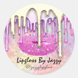 Pegatina Redonda Gracias Comprar Liprosos Por Besar Perros Rosados