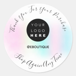 Pegatina Redonda Gracias Comprar Logo Boutique Pink Pastel White