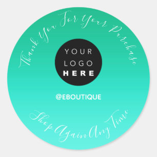 Pegatina Redonda Gracias Comprar Logotipo Boutique Online Agua