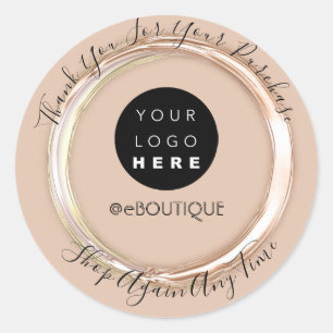 Pegatina Redonda Gracias Comprar Logotipo de Tienda Online