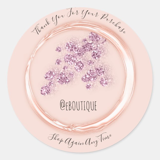 Pegatina Redonda Gracias Comprar Nombre Boutique Floral Handmade (Anverso)