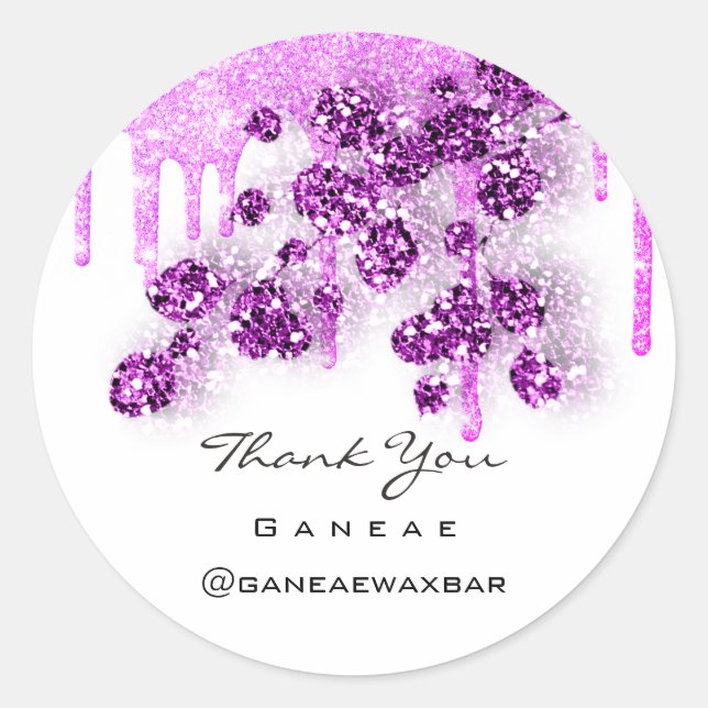 Pegatina Redonda Gracias Comprar Purpurina Rosado Dris Floral (Anverso)