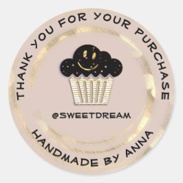 Pegatina Redonda Gracias comprar Rosa de sonrisa de chocolate Muffi