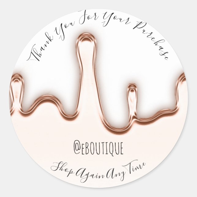 Pegatina Redonda Gracias Comprar uñas Boutique Blanco hecho a mano (Anverso)