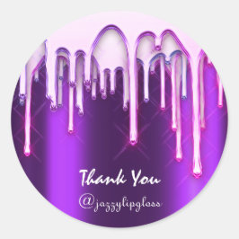 Pegatina Redonda Gracias Comprar Vacaciones Días Rosados Perros Púr