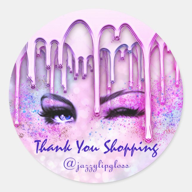 Pegatina Redonda Gracias Compras Perforaciones Holografía De Eyelas (Anverso)