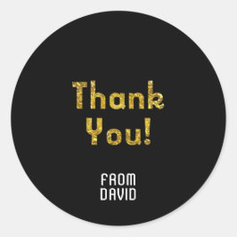 Pegatina Redonda Gracias Confetti Gold