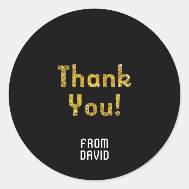 Pegatina Redonda Gracias Confetti Gold (Anverso)