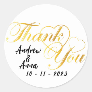 Pegatina Redonda gracias corazón de oro