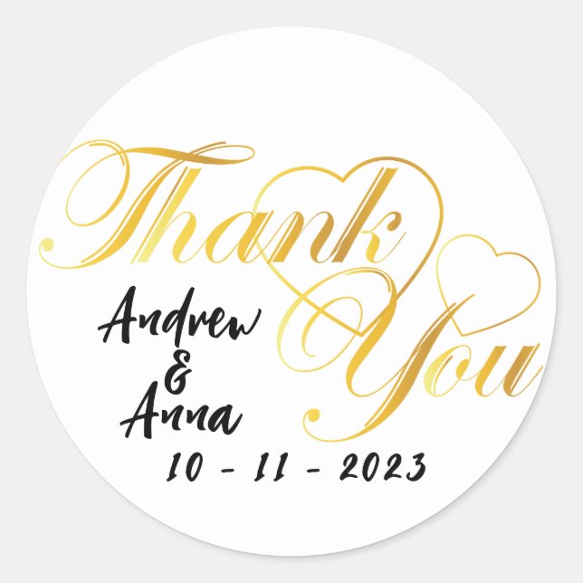 Pegatina Redonda gracias corazón de oro (Anverso)