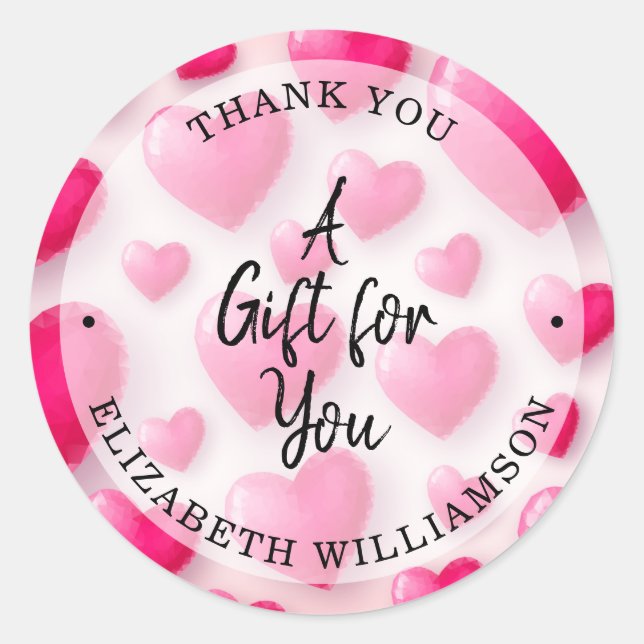 Pegatina Redonda Gracias Corazones (Anverso)