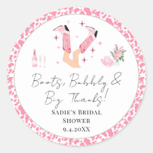Pegatina Redonda Gracias Cowboy Boots & Bubbly Bridal Shower