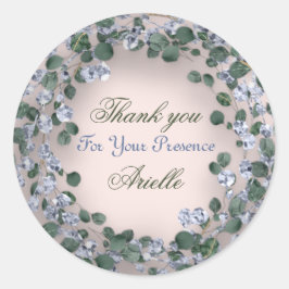 Pegatina Redonda Gracias Cumpleaños Eucalipto Azul Verdor Polvo