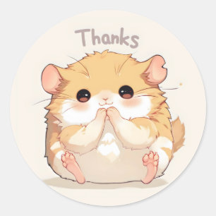 Pegatina Redonda Gracias Cute Animal Anime