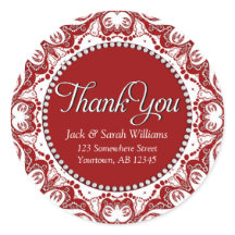 Gracias de encaje fractal rojo y blanco