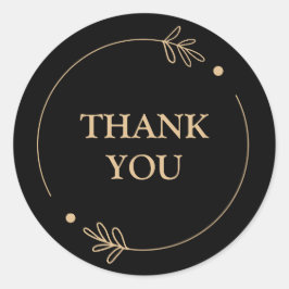 Pegatina Redonda Gracias de fondo negro