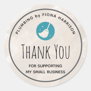 Pegatina Redonda Gracias de fontanero / electricista neutral (genér