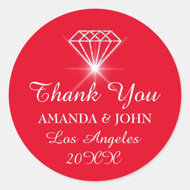 Pegatina Redonda Gracias Diamante Boda Bridal Sweet16th (Anverso)