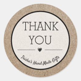 Pegatina Redonda Gracias Diseño de Papel Kraft para Pequeñas Empres