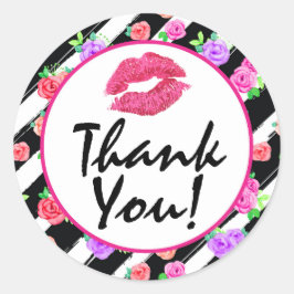 Pegatina Redonda Gracias distribuidor de lápiz labial Glam Rosa Kis