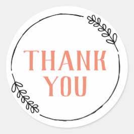 Pegatina Redonda Gracias Doodle Wreath