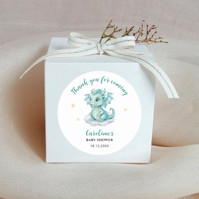Pegatina Redonda Gracias Dragon Baby Shower (Subido por el creador)