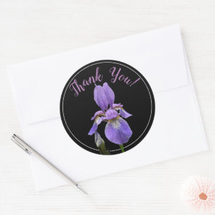 Pegatina Redonda Gracias Elegant Purple Iris