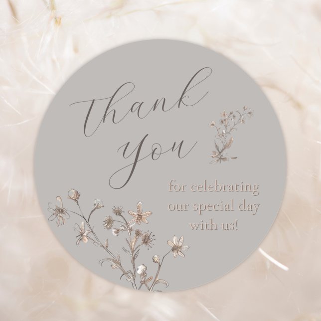 Pegatina Redonda Gracias Elegante Boda C Personalizado De Flor Silv (Subido por el creador)