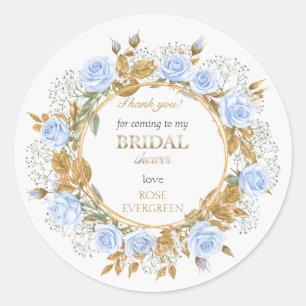 Pegatina Redonda Gracias Elegantes Rosas Azules Polvorientas Alient
