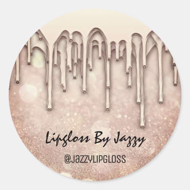 Pegatina Redonda Gracias Empaquetado De Pequeñas Empresas Rosa Gold (Anverso)