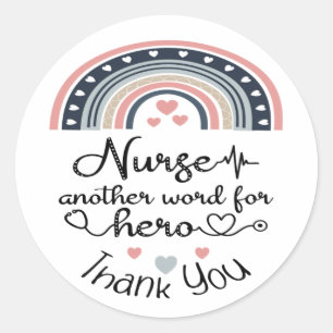 Pegatina Redonda Gracias, enfermera héroe