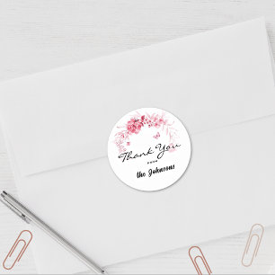 Pegatina Redonda Gracias, envidia rosa de 1.5 pulgadas o favor de d