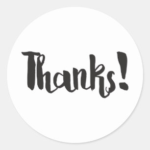 Pegatina Redonda ¡Gracias! Escritura Negra Gruesa Moderna en Negrit
