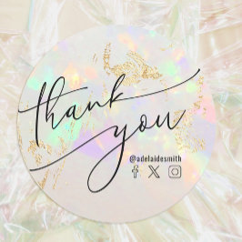 Pegatina Redonda gracias faux holographic opal