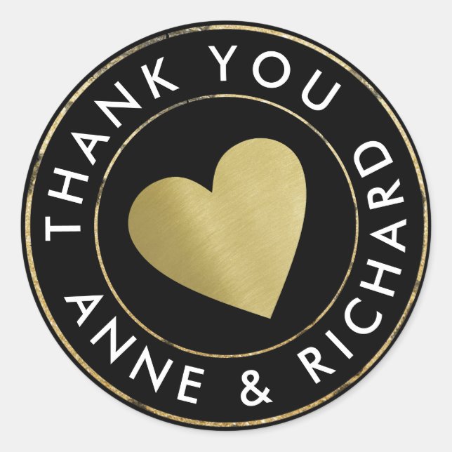 Pegatina Redonda gracias / favor de boda negro (Anverso)