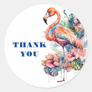 Pegatina Redonda Gracias Flamingo