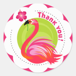 Pegatina Redonda Gracias, Flamingo Emblem