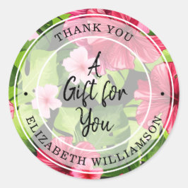 Pegatina Redonda Gracias Floral