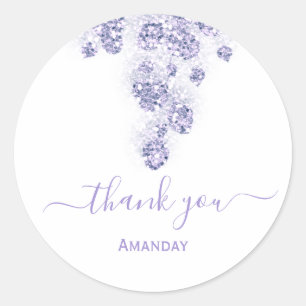 Pegatina Redonda Gracias Floral Dusty Blue Bridal Sweet 16th