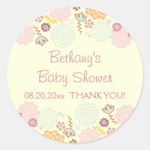 Pegatina Redonda Gracias floral moderno de lujo de Baby Shower