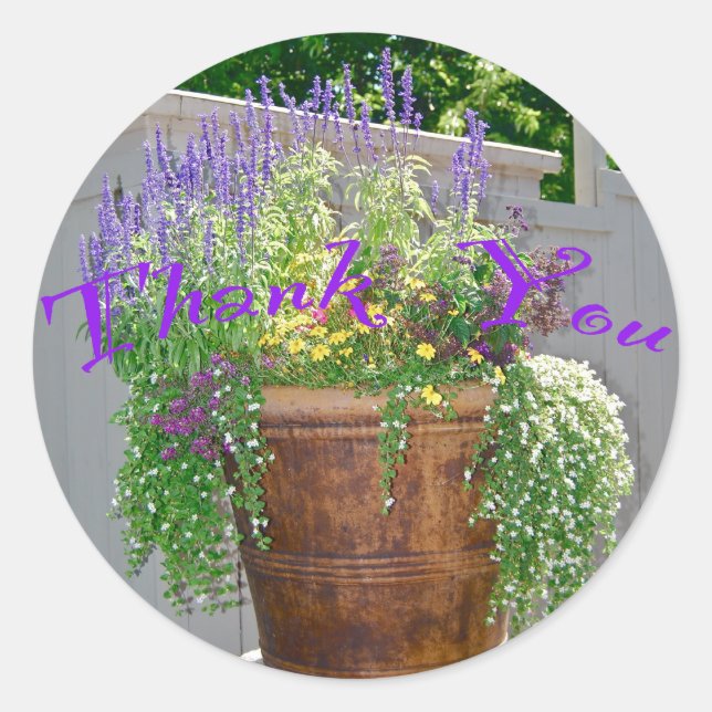 Pegatina Redonda Gracias Flores (Anverso)